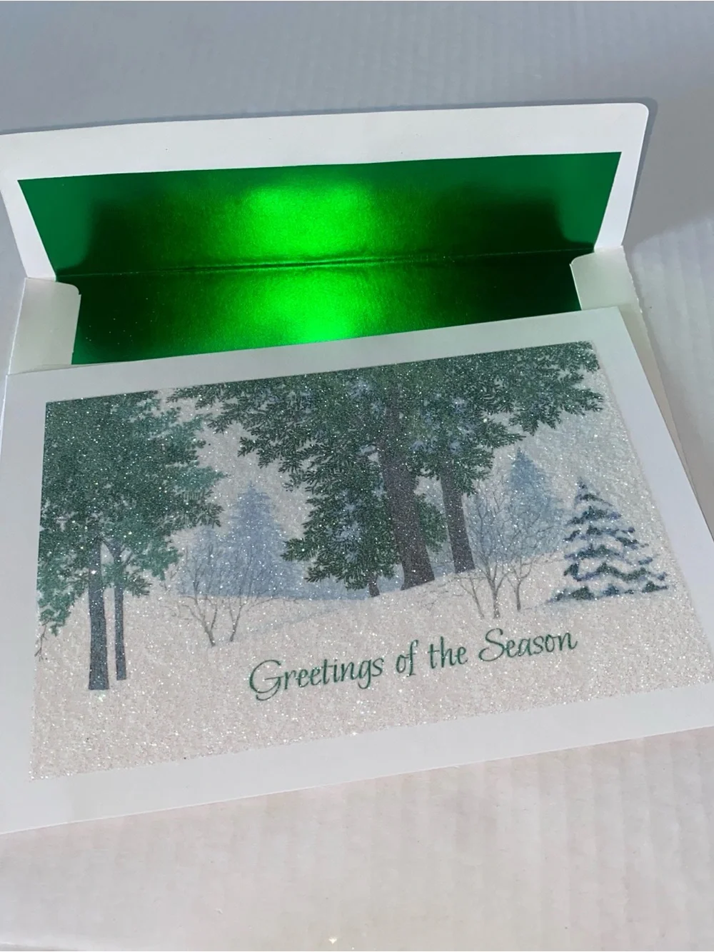 Season’s Greetings Christmas Holiday Glittery Cards Lot Of 21 With Envelopes